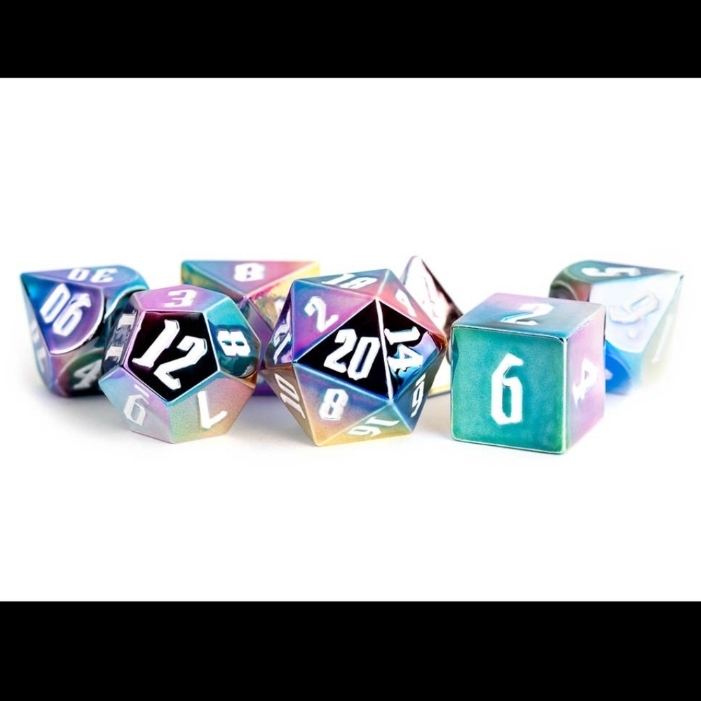 Rainbow Aegis 16mm Aluminum Plated Acrylic Polyhedral Dice Set